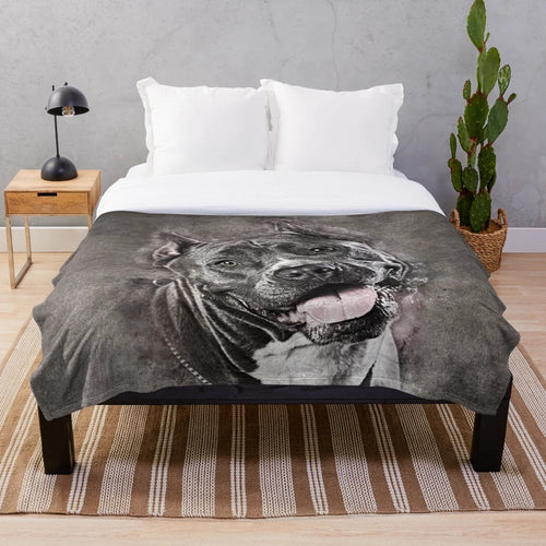 American Staffordshire Terrier dog art on a plush blanket