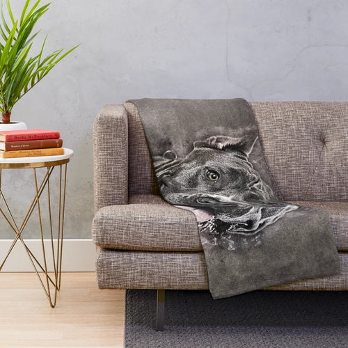 American Staffordshire Terrier dog art on a plush blanket