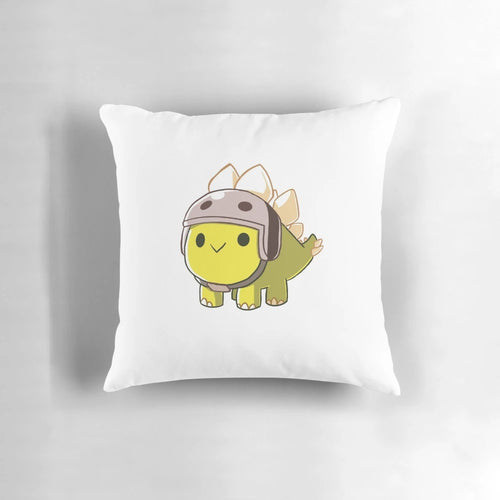 Soft and cuddly stegosaurus dinosaur-themed pillow with a cute helmet design