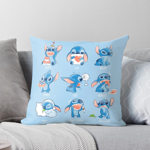 Soft and cuddly Stitch-themed emoticon pillow with a sweet, chibi-inspired design.