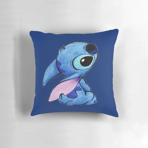 A soft, plush pillow featuring a cute stitch design for a charming addition to any room.