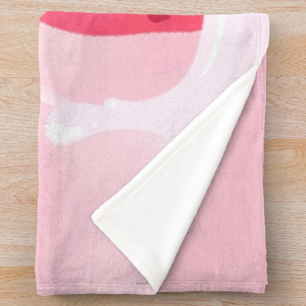 Soft and cuddly strawberry-themed plush blanket featuring a cute tropical frog design