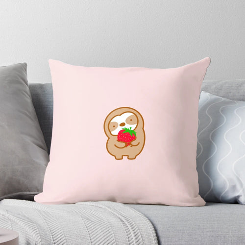 Soft, cuddly strawberry-themed sloth plush pillow perfect for home decor or gift giving
