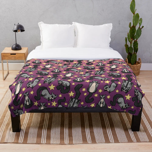 Soft and cozy plush blanket with a cute sugar glider pattern design