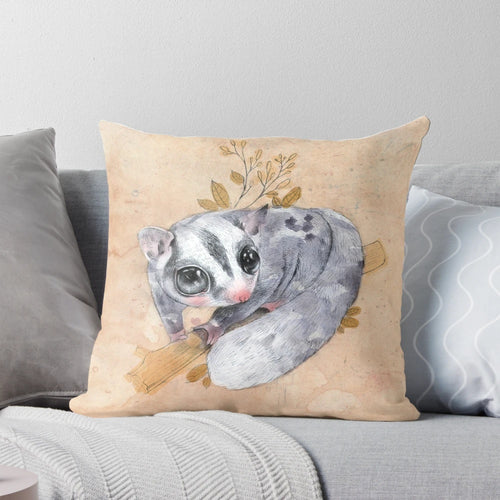 Cozy and plush sugar glider shaped throw pillow for animal lovers
