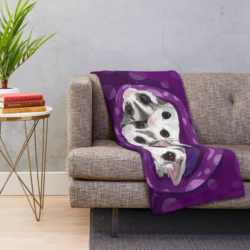 Cozy sugar glider plush blanket with adorable digital artwork