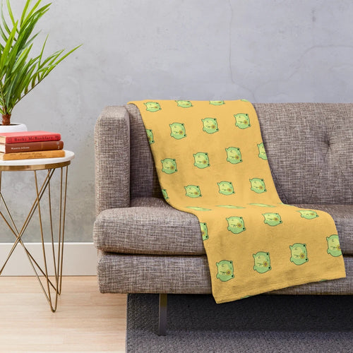 Sunflower and frog plush blanket in a soft, cozy and kawaii design
