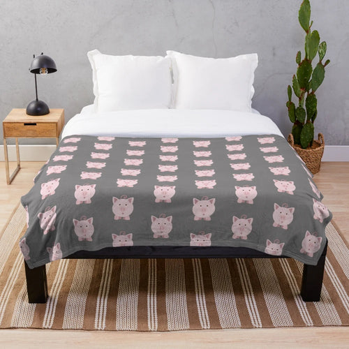 Soft and Cuddly Surprised Pig Plush Blanket