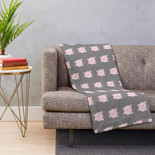 Soft and Cuddly Surprised Pig Plush Blanket