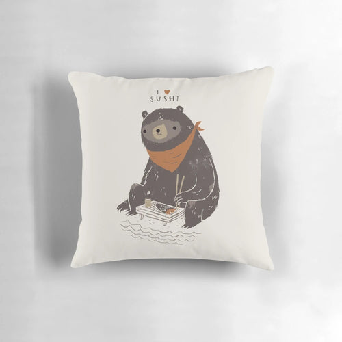 Sushi bear pillow, a soft and cuddly plush toy featuring a bear in sushi costume