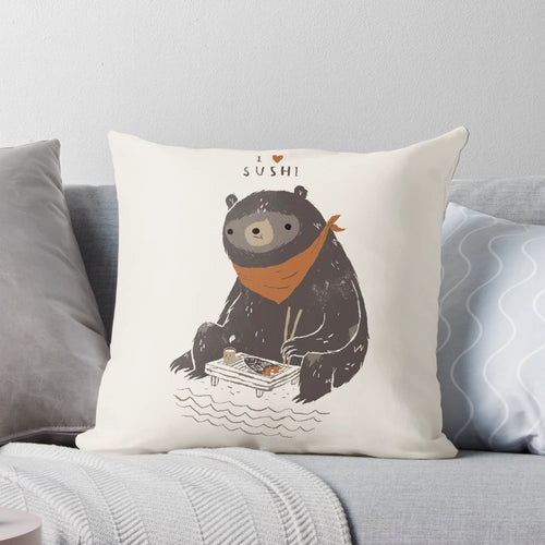 Sushi bear pillow, a soft and cuddly plush toy featuring a bear in sushi costume