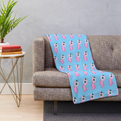 Tadpole plush blanket featuring a cute, pink amphibian design