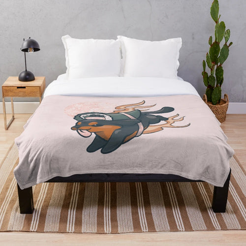 Temaki Dachshund Plush Blanket - Cozy and Cute Japanese Food-Themed Accessory
