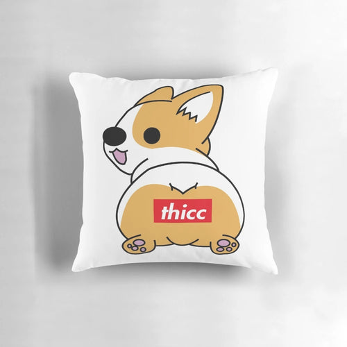 A plush and soft pillow designed in the shape of a chunky corgi's backside.