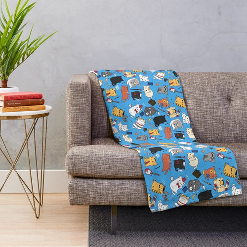 Time Lord Kittens Plush Blanket featuring original cat and kitten fan art design