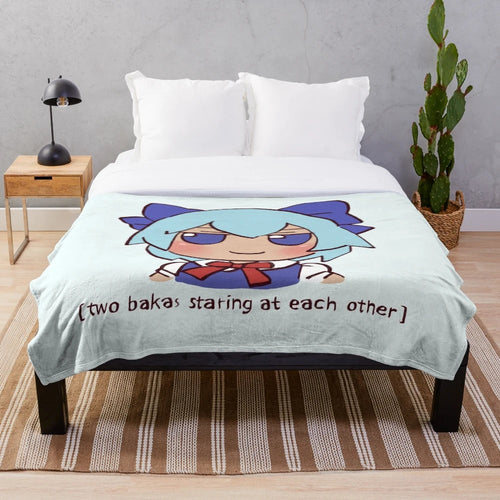 Cozy Touhou-themed plush blanket with cute anime design