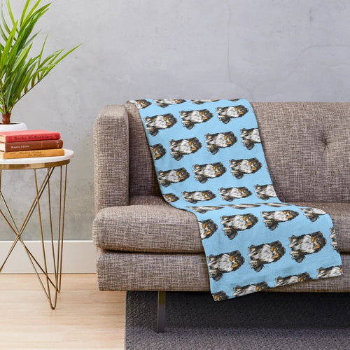 Tricolor Shetland Sheepdog Plush Blanket with Cute Dog Art