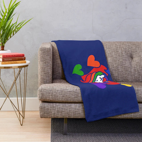 Cute unicorn plush blanket with retro hearts