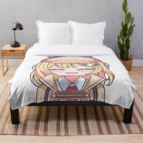 Watson Amelia Chibi Plush Blanket with Cute Anime Design