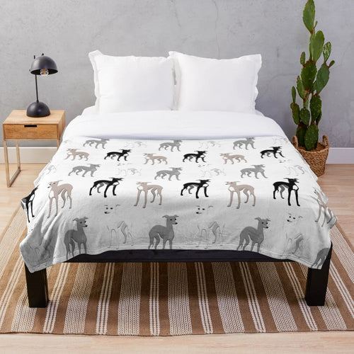Whippets and Italian Greyhounds pattern plush blanket