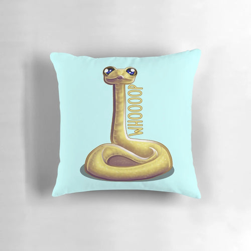 Soft, cuddly plush pillow in the shape of a cute whooping snake