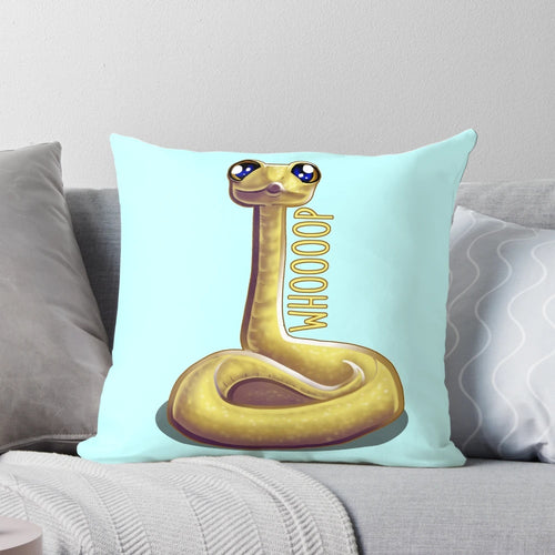 Soft, cuddly plush pillow in the shape of a cute whooping snake