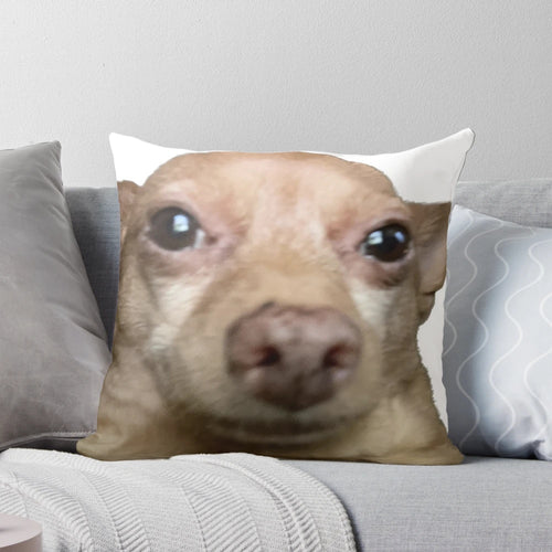 Plush decorative throw pillow with a wide-eyed mouse design