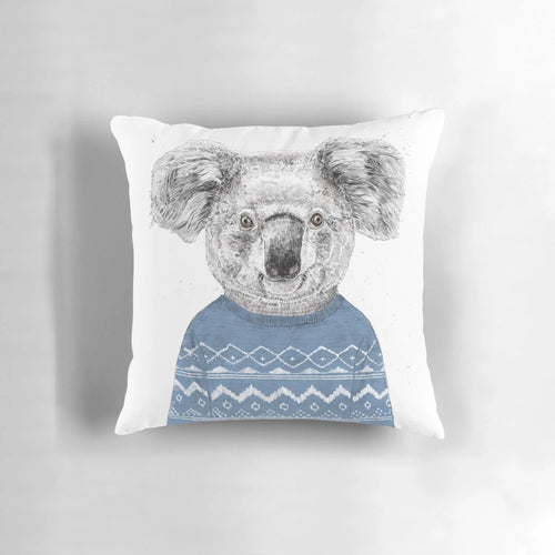 Soft and cuddly winter koala plush pillow with festive holiday design