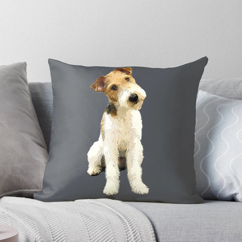 Soft and plush wire fox terrier dog breed pillow with tilt design