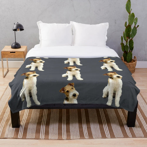 Cozy wire fox terrier plush blanket for dog lovers