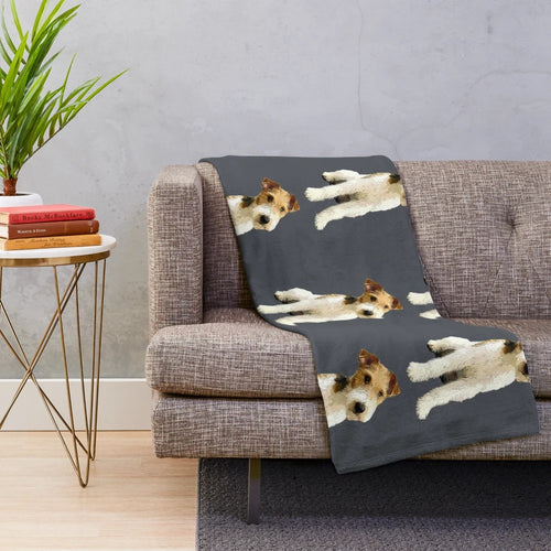 Cozy wire fox terrier plush blanket for dog lovers