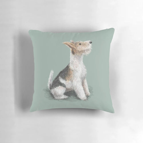 Plush wire-haired fox terrier dog print pillow