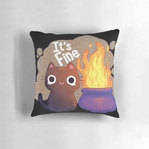 Soft, plush witchy black cat pillow with whimsical design