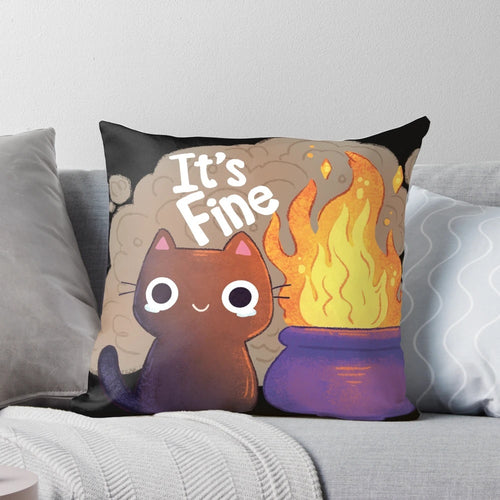 Soft, plush witchy black cat pillow with whimsical design