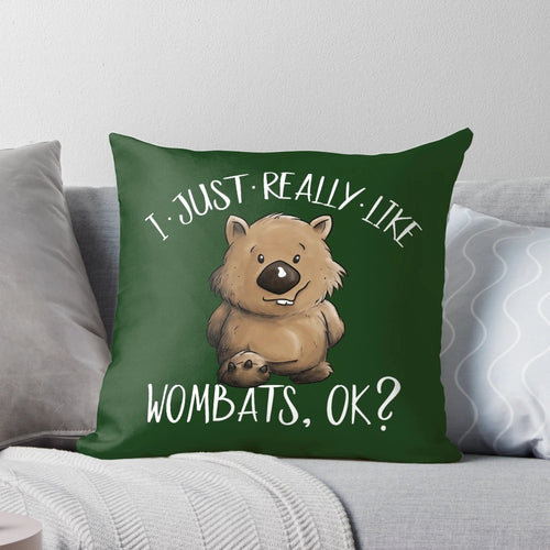 Soft, plush pillow featuring a cute, cartoon-style wombat design.