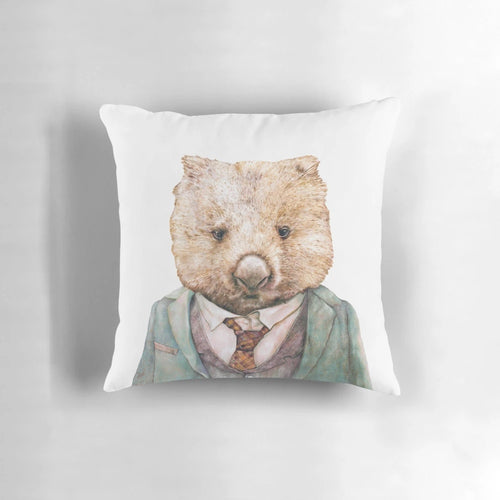 Illustration of a cute wombat wearing a suit, perfect for a nursery or baby's room