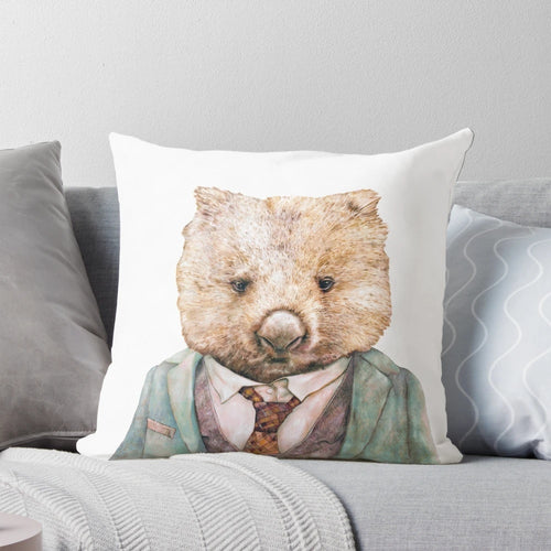 Illustration of a cute wombat wearing a suit, perfect for a nursery or baby's room