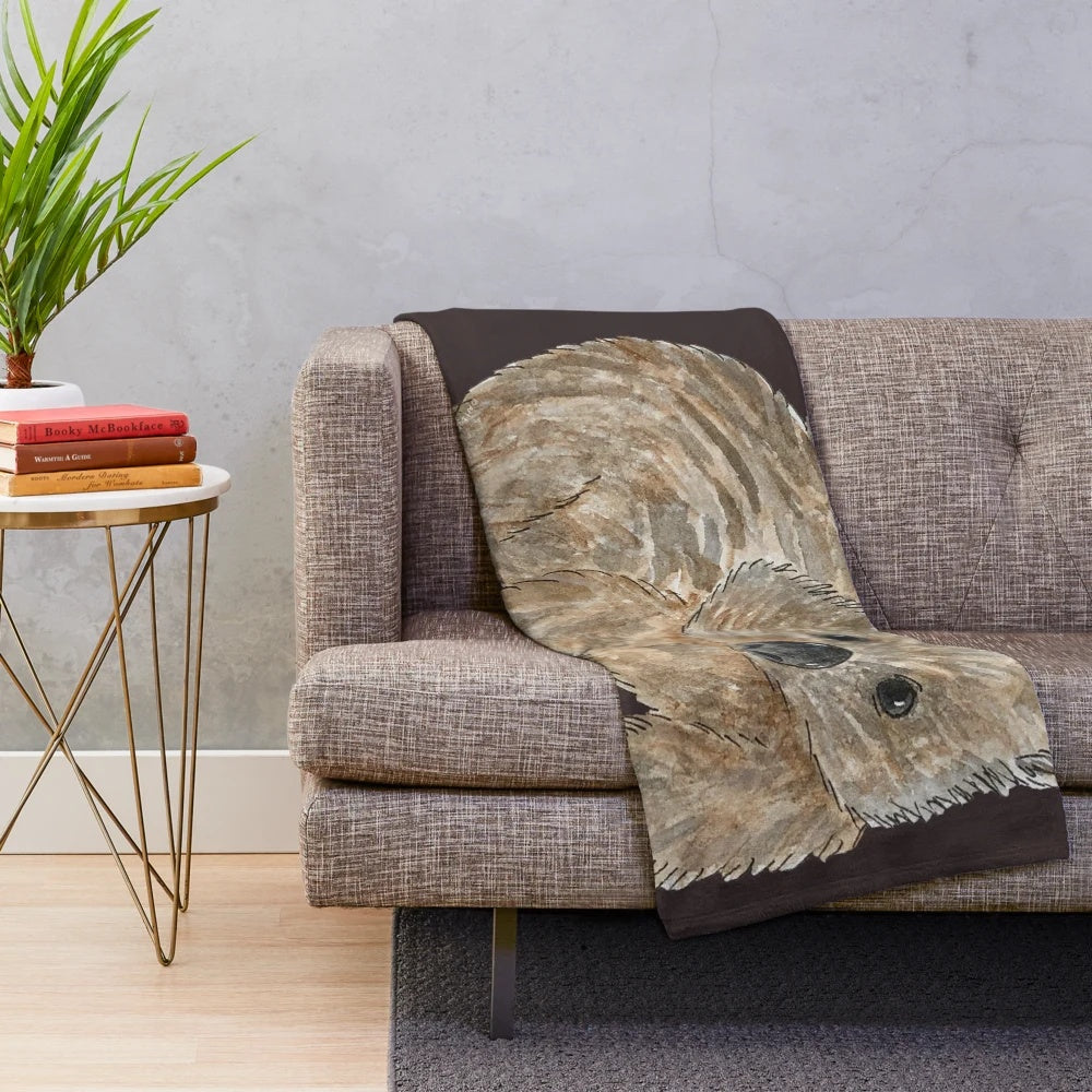 Wombat plush blanket with watercolor australian animal design