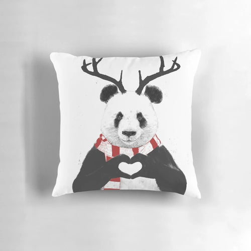 Xmas panda pillow with antlers, a whimsical and cute holiday decoration
