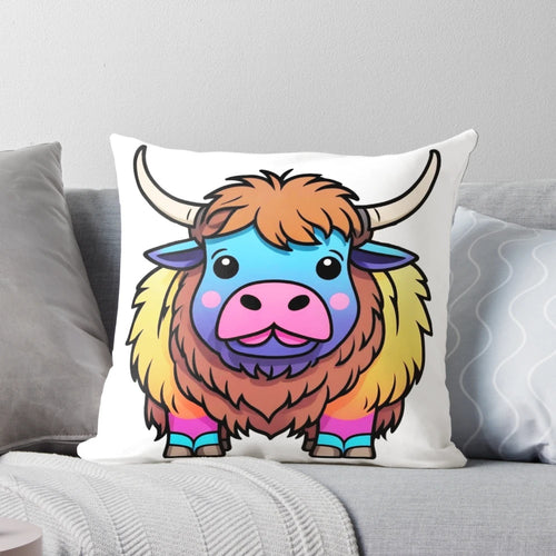 Soft and huggable yak-themed plush pillow with a charming, whimsical design