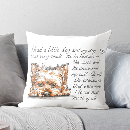 Cozy and cuddly Yorkshire Terrier pillow, perfect for dog lovers