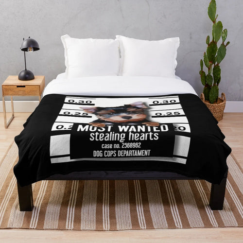 Cozy plush blanket featuring a cute and funny Yorkshire Terrier design