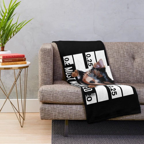Cozy plush blanket featuring a cute and funny Yorkshire Terrier design