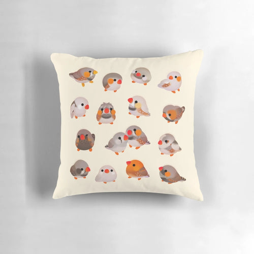 Soft, cuddly zebra finch-shaped pillow with a cute, chubby design