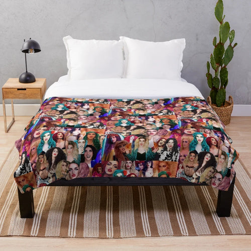Adore Delano-inspired collage design on a plush blanket