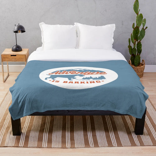 Adventure-themed plush blanket featuring boesarts griffs and griffon dogs