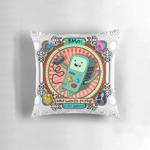 Adventure Time Beemo cartoon character plush pillow - a soft, cuddly, and kawaii décor item
