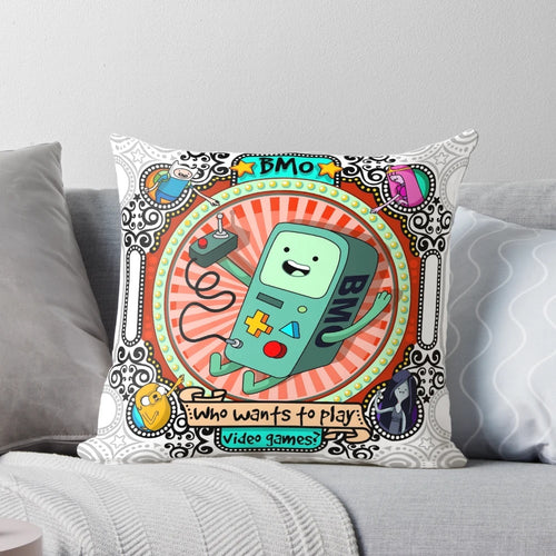 Adventure Time Beemo cartoon character plush pillow - a soft, cuddly, and kawaii décor item