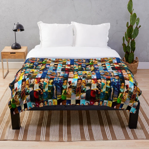 Lara Croft inspired plush blanket with adventure and exploration theme