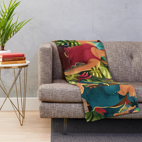 Uncharted-inspired plush blanket with nature and adventure theme